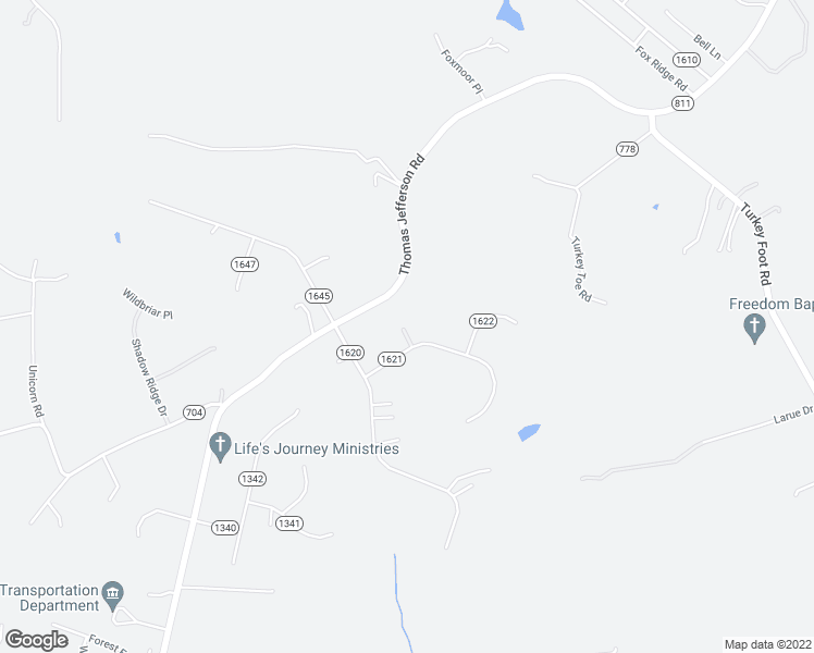 map of restaurants, bars, coffee shops, grocery stores, and more near 106 Kingston Drive in Forest