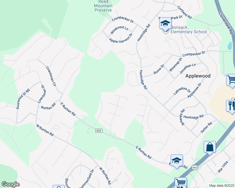 map of restaurants, bars, coffee shops, grocery stores, and more near 3003 Windrush Lane in Roanoke