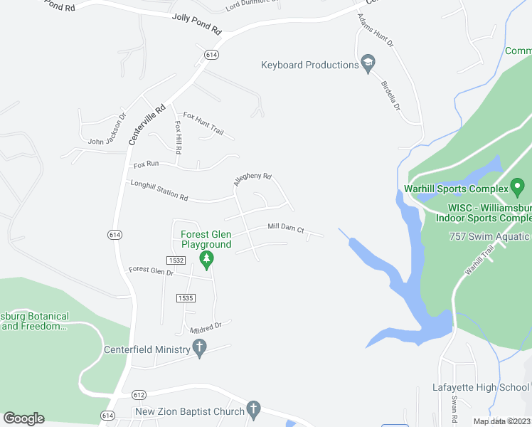 map of restaurants, bars, coffee shops, grocery stores, and more near 3881 Shenandoah Drive in Williamsburg