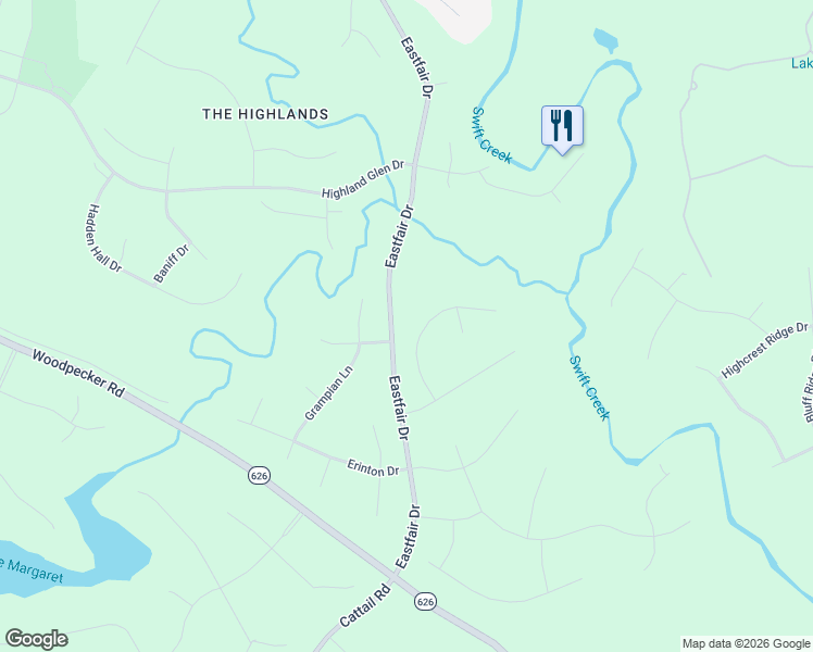 map of restaurants, bars, coffee shops, grocery stores, and more near 12425 Wynnstay Lane in Chesterfield