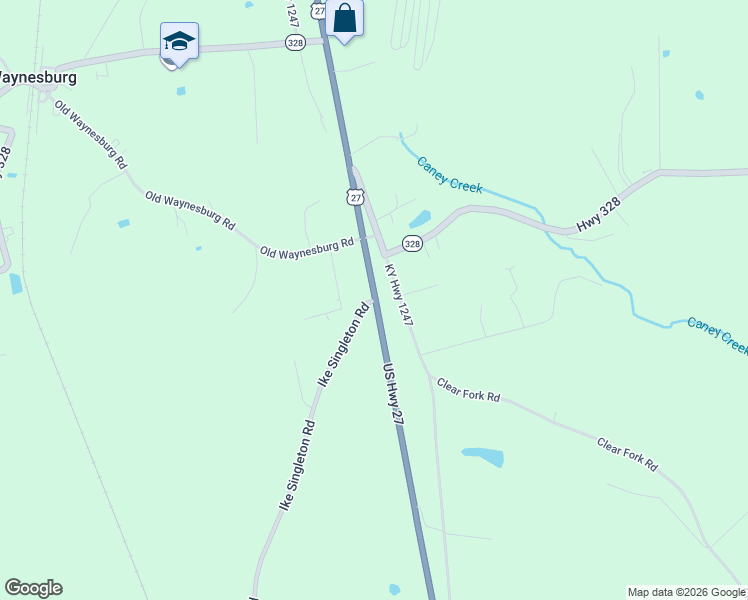 map of restaurants, bars, coffee shops, grocery stores, and more near 91 Ike Singleton Road in Waynesburg