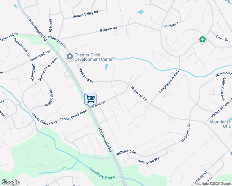 map of restaurants, bars, coffee shops, grocery stores, and more near 3752 Tarris Lane in Chester
