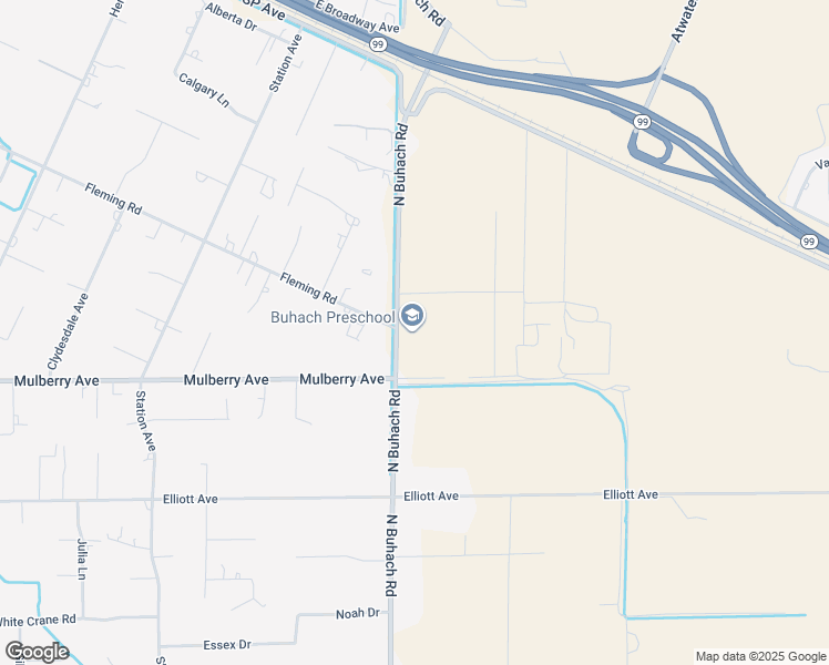 map of restaurants, bars, coffee shops, grocery stores, and more near 2606 North Buhach Road in Atwater