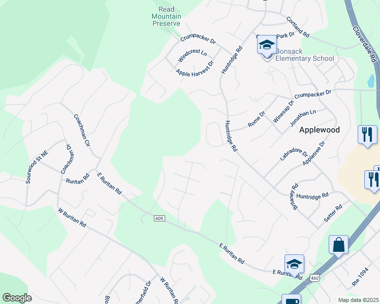 map of restaurants, bars, coffee shops, grocery stores, and more near 3003 Windrush Lane in Roanoke