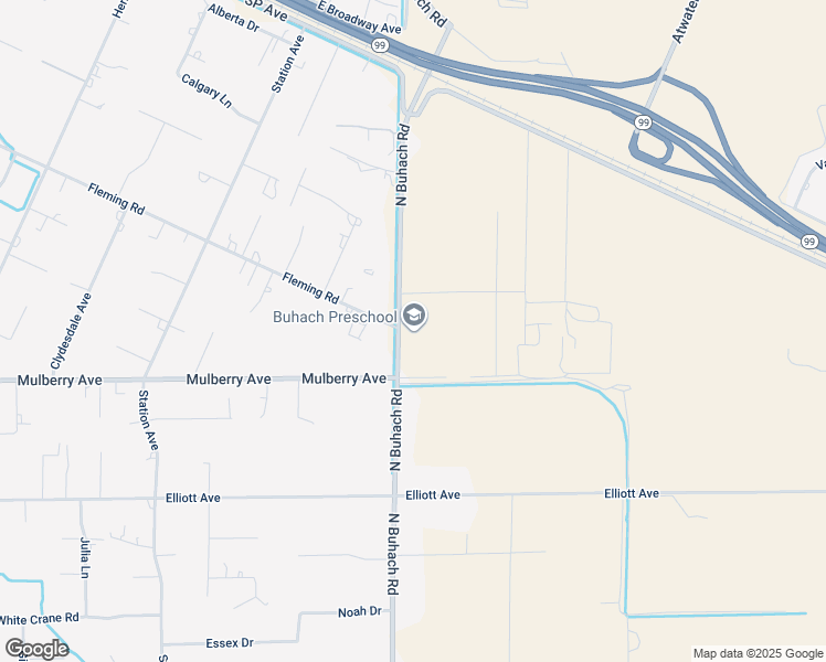map of restaurants, bars, coffee shops, grocery stores, and more near 2606 North Buhach Road in Atwater
