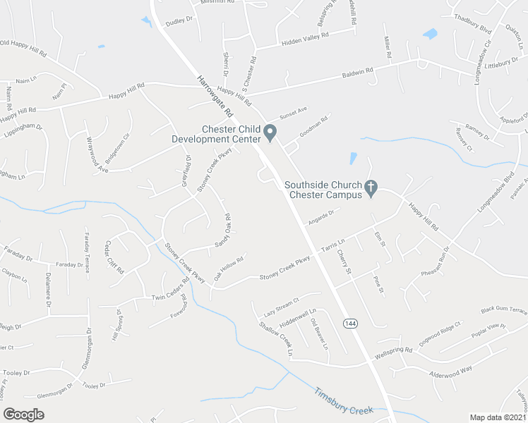 map of restaurants, bars, coffee shops, grocery stores, and more near 13816 Harrowgate Rd in Chester
