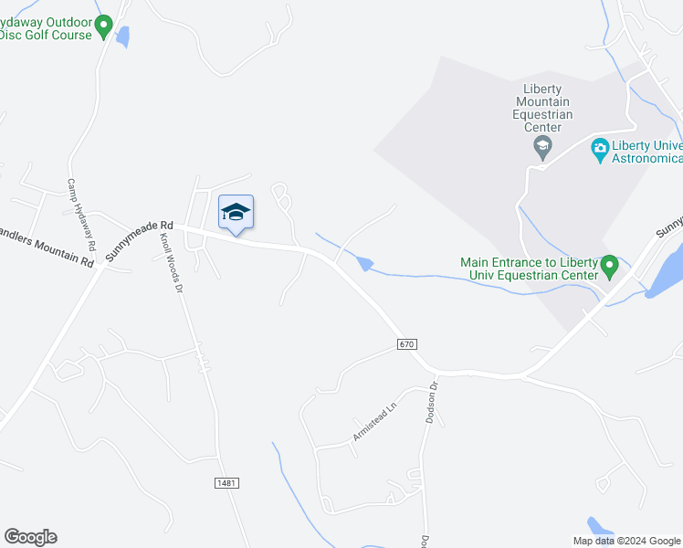 map of restaurants, bars, coffee shops, grocery stores, and more near 2563-2575 County Road 670 in Rustburg