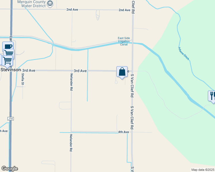 map of restaurants, bars, coffee shops, grocery stores, and more near in Stevinson
