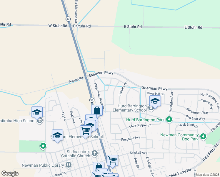 map of restaurants, bars, coffee shops, grocery stores, and more near 662 Cedar Mountain Drive in Newman