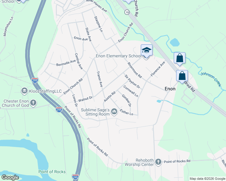 map of restaurants, bars, coffee shops, grocery stores, and more near 1501 Walnut Drive in Chester