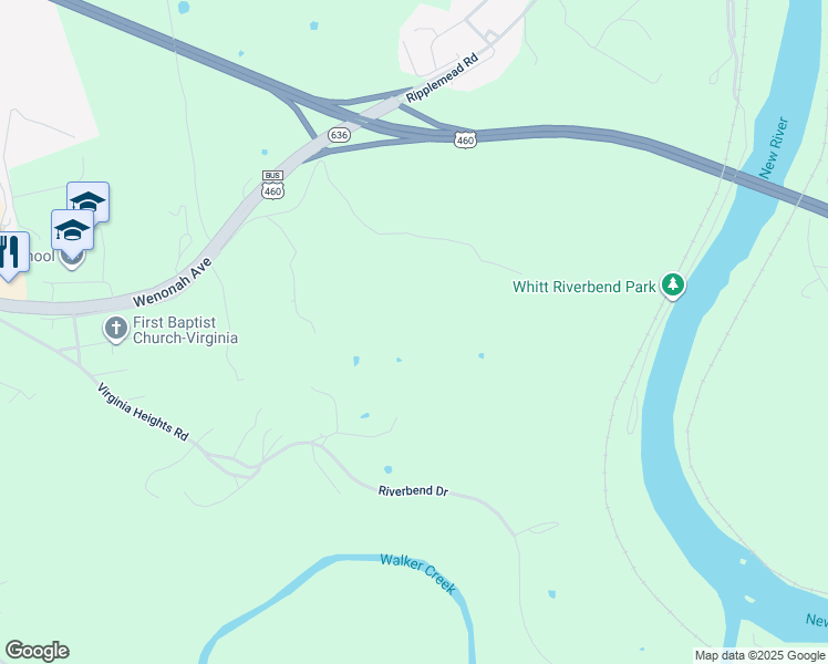 map of restaurants, bars, coffee shops, grocery stores, and more near in Pearisburg