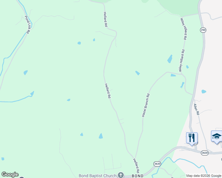 map of restaurants, bars, coffee shops, grocery stores, and more near Hellard Road in McKee