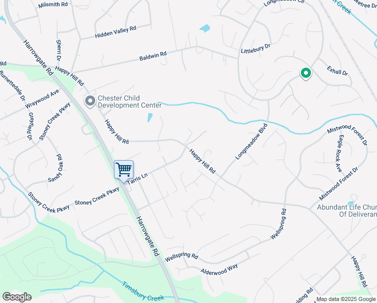 map of restaurants, bars, coffee shops, grocery stores, and more near 3705 Tarris Lane in Chester