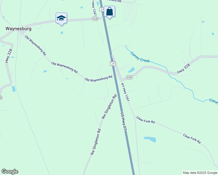 map of restaurants, bars, coffee shops, grocery stores, and more near 80 Sharon Lane in Waynesburg