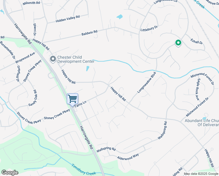 map of restaurants, bars, coffee shops, grocery stores, and more near 3705 Tarris Lane in Chester