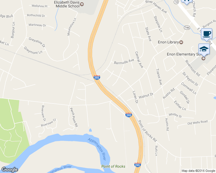 map of restaurants, bars, coffee shops, grocery stores, and more near 14414 Traywick Drive in Chester