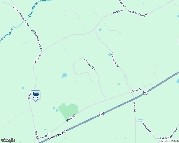 map of restaurants, bars, coffee shops, grocery stores, and more near 1-499 Greenleaf Drive in Campbellsville