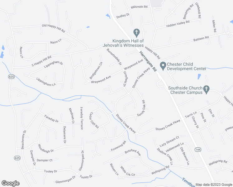 map of restaurants, bars, coffee shops, grocery stores, and more near 4613 Greywater Drive in Chester