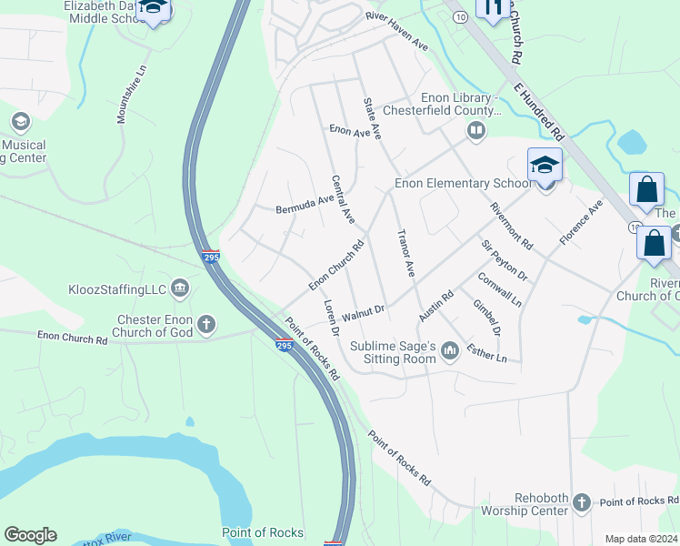 map of restaurants, bars, coffee shops, grocery stores, and more near 14600 Jefferson Avenue in Chester