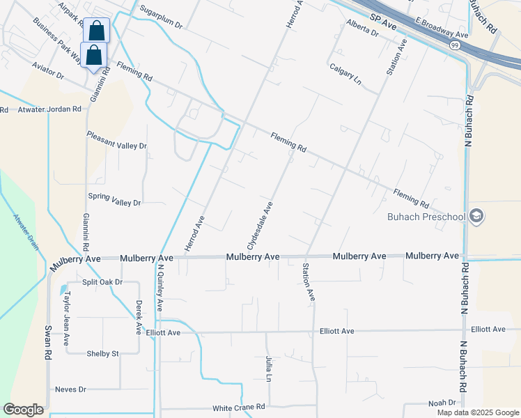 map of restaurants, bars, coffee shops, grocery stores, and more near 2659 Clydesdale Avenue in Atwater