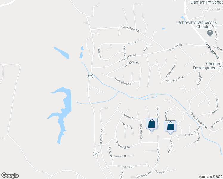 map of restaurants, bars, coffee shops, grocery stores, and more near 5101 Timsbury Pointe Drive in Chester