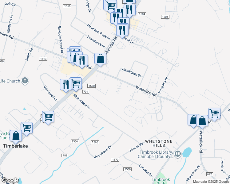 map of restaurants, bars, coffee shops, grocery stores, and more near 97 Lynette Drive in Lynchburg