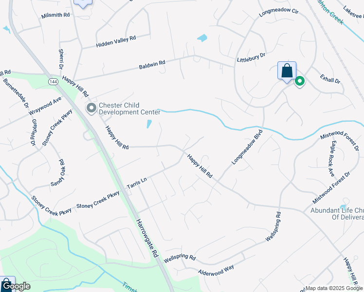 map of restaurants, bars, coffee shops, grocery stores, and more near 14009 Happy Hill Road in Chester