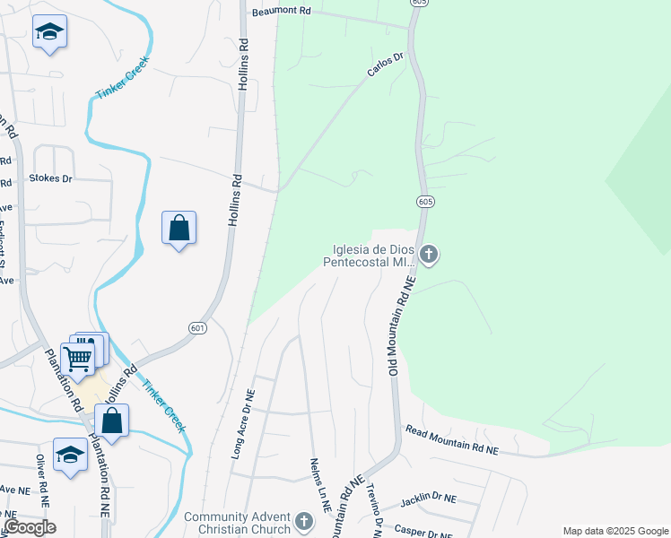 map of restaurants, bars, coffee shops, grocery stores, and more near 4870 Golfview Drive Northeast in Roanoke