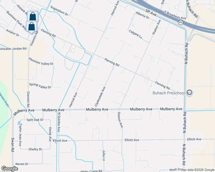 map of restaurants, bars, coffee shops, grocery stores, and more near 2696 Clydesdale Avenue in City of Atwater