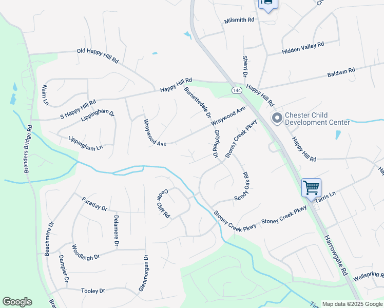 map of restaurants, bars, coffee shops, grocery stores, and more near 13601 Greywater Court in Chester