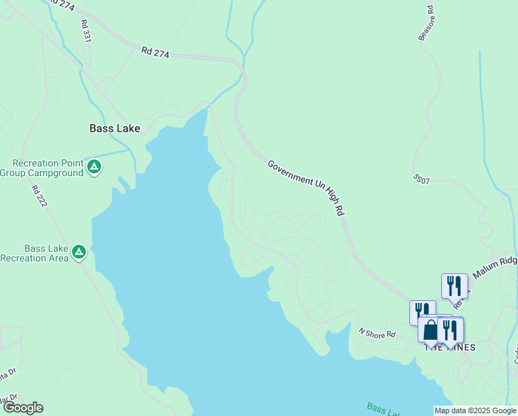 map of restaurants, bars, coffee shops, grocery stores, and more near 39828 Granite Ridge Lane in Bass Lake