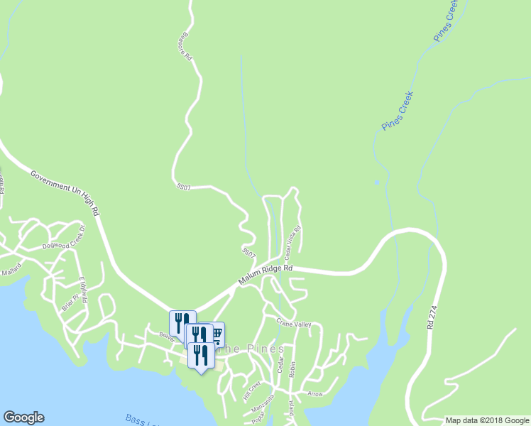 map of restaurants, bars, coffee shops, grocery stores, and more near Sierra Springs Valley Entry Road in Bass Lake