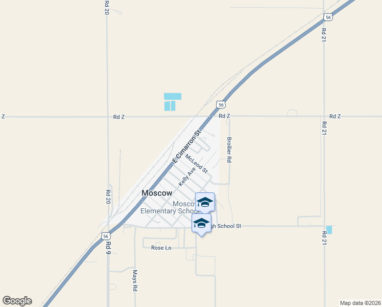 map of restaurants, bars, coffee shops, grocery stores, and more near East Cimarron Street in Moscow