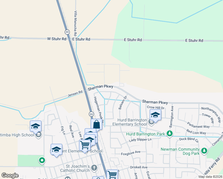 map of restaurants, bars, coffee shops, grocery stores, and more near 737 Orestimba Peak Drive in Newman