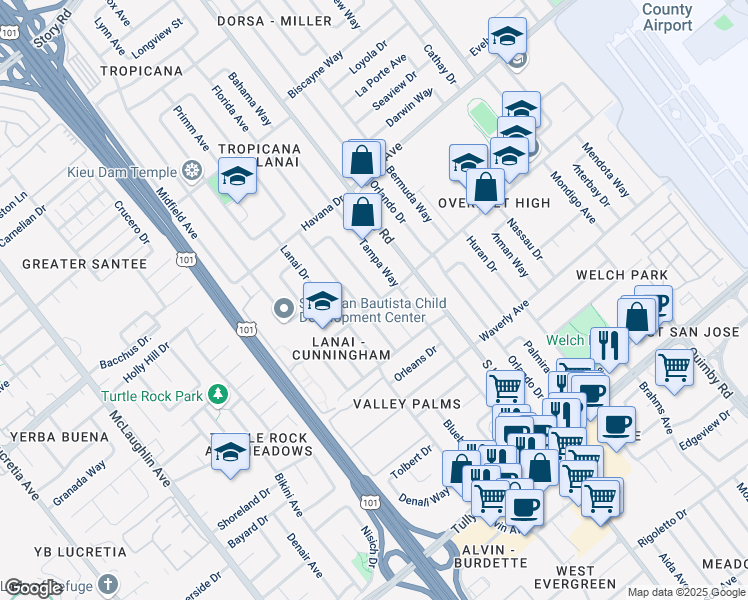 map of restaurants, bars, coffee shops, grocery stores, and more near 1994 Sumatra Avenue in San Jose