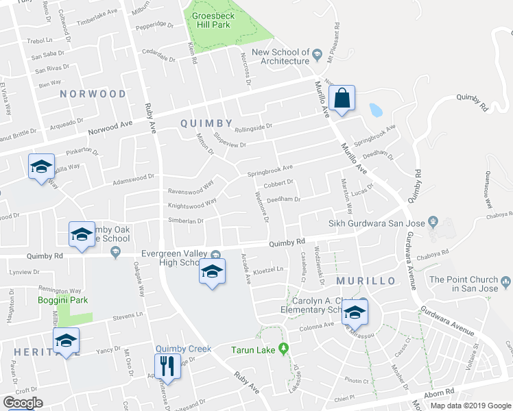 map of restaurants, bars, coffee shops, grocery stores, and more near 3041 Wetmore Drive in San Jose