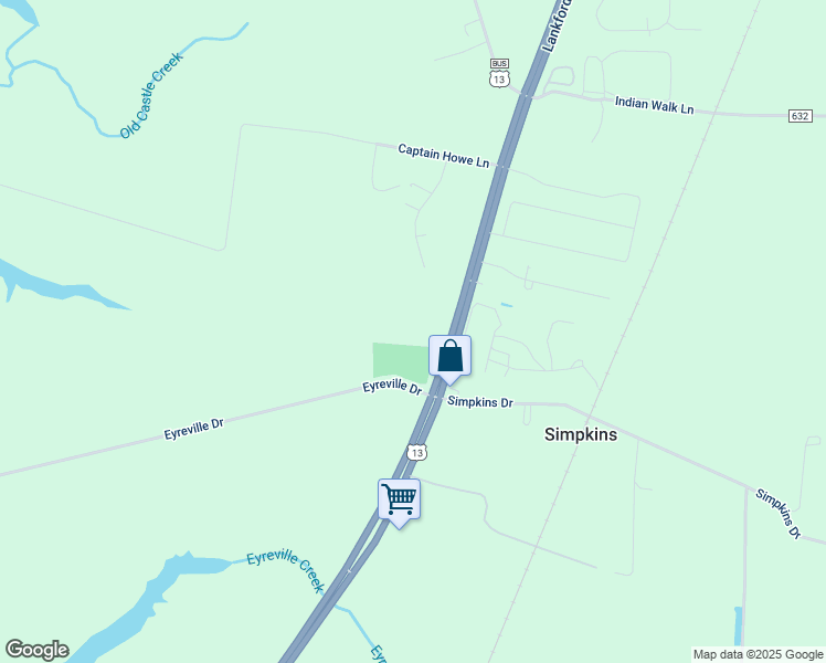 map of restaurants, bars, coffee shops, grocery stores, and more near 18338 Lankford Highway in Cape Charles
