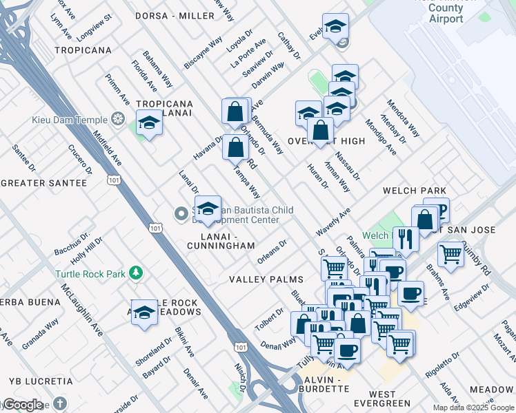 map of restaurants, bars, coffee shops, grocery stores, and more near 1994 Sumatra Avenue in San Jose