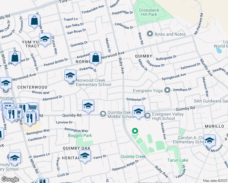 map of restaurants, bars, coffee shops, grocery stores, and more near 3209 Knightswood Way in San Jose