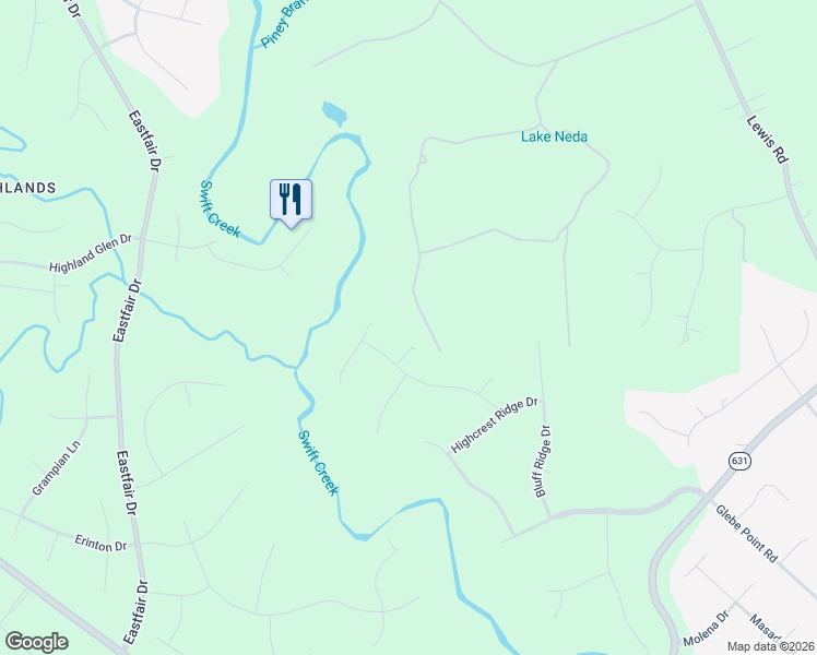 map of restaurants, bars, coffee shops, grocery stores, and more near 7100 Swiftrock Ridge Place in Chesterfield