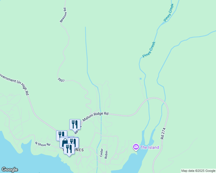 map of restaurants, bars, coffee shops, grocery stores, and more near Cedar Vista Circle North in Bass Lake