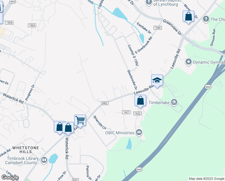 map of restaurants, bars, coffee shops, grocery stores, and more near 54-68 Lynx Drive in Timberlake