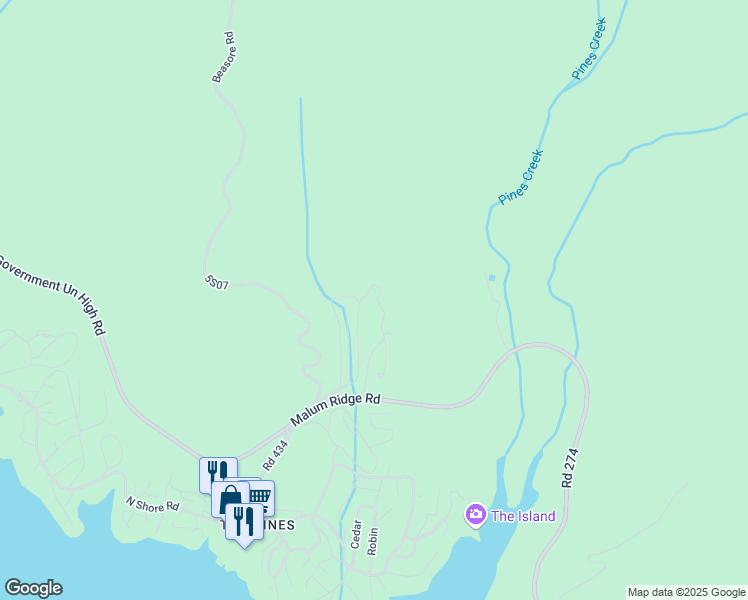 map of restaurants, bars, coffee shops, grocery stores, and more near Cedar Vista Circle North in Bass Lake