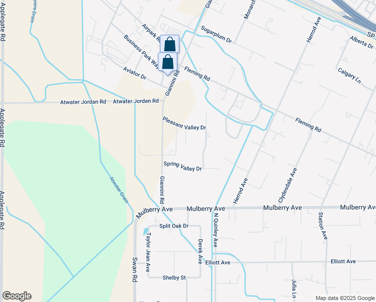 map of restaurants, bars, coffee shops, grocery stores, and more near 2784 Apple Valley Court in Atwater