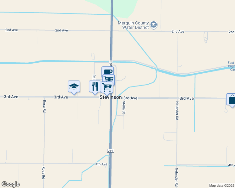 map of restaurants, bars, coffee shops, grocery stores, and more near 2776 Center Street in Stevinson