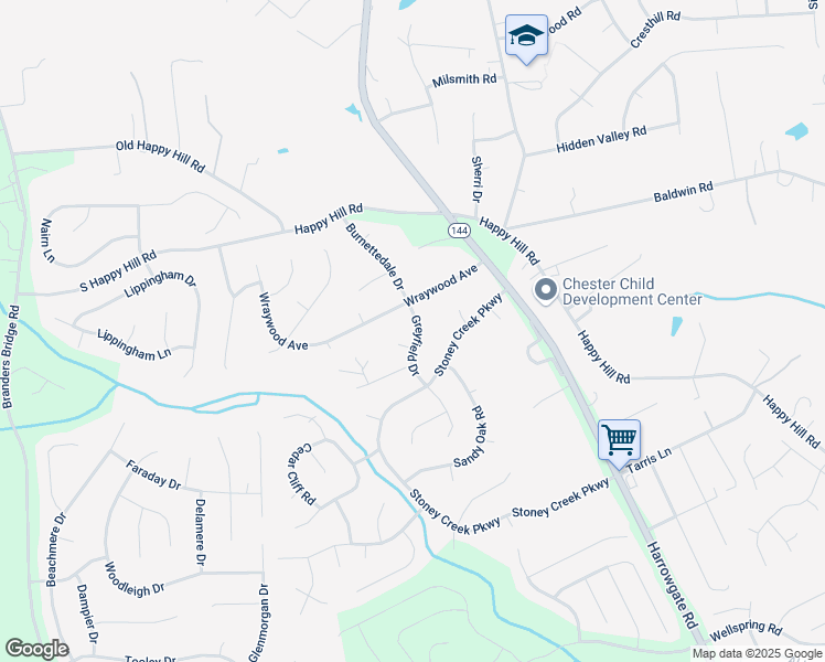 map of restaurants, bars, coffee shops, grocery stores, and more near 13512 Greyfield Drive in Chester
