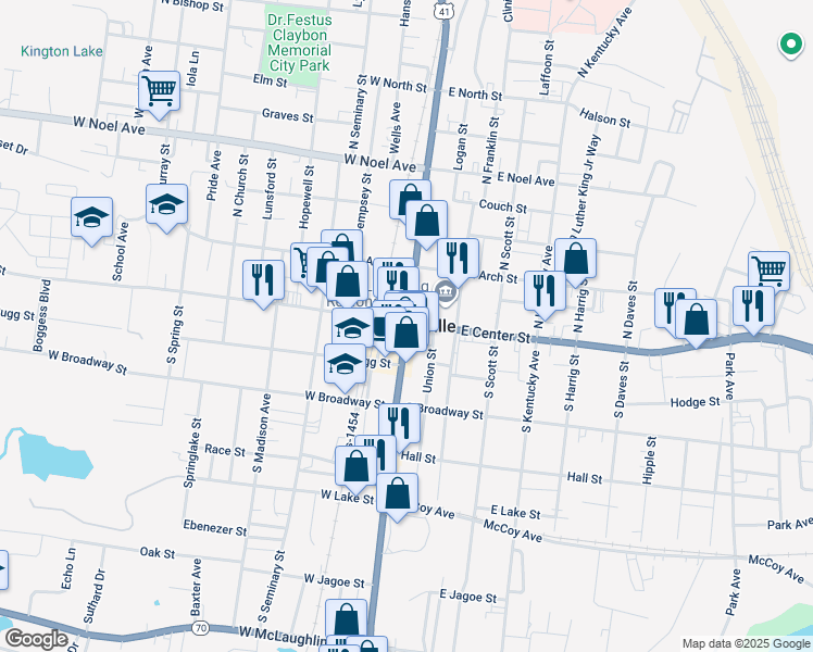 map of restaurants, bars, coffee shops, grocery stores, and more near in Madisonville