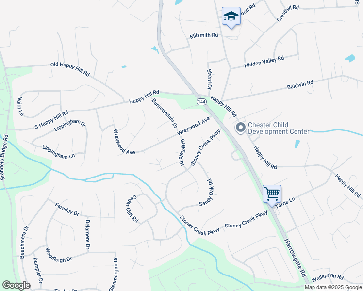 map of restaurants, bars, coffee shops, grocery stores, and more near 13512 Greyfield Drive in Chester