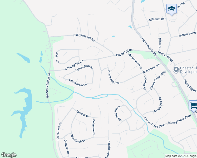 map of restaurants, bars, coffee shops, grocery stores, and more near 14018 Old Hampstead Court in Chester