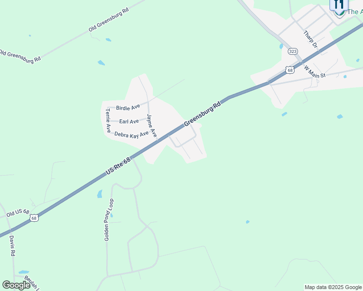 map of restaurants, bars, coffee shops, grocery stores, and more near Arrowhead Park Road in Campbellsville